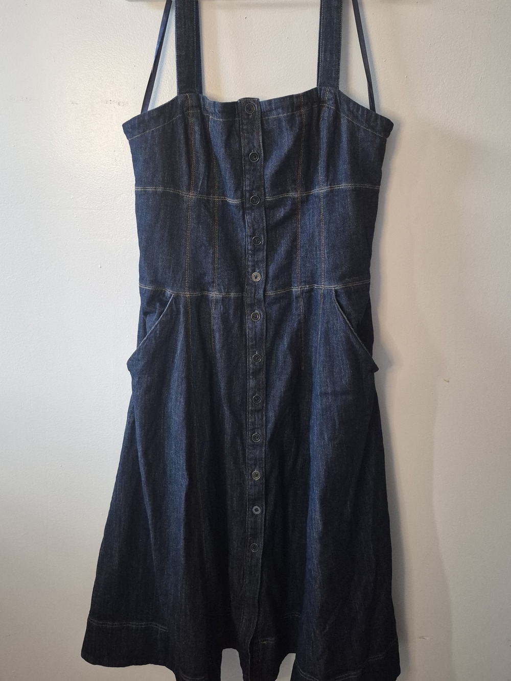Maeve By Anthropologie Corset Denim Button-Front Midi Dress
